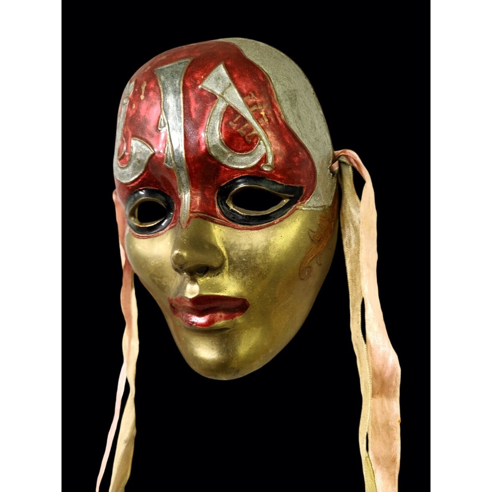 Vintage Mardi Gras Solid Brass Mask Jazz Band Saxophone Handpainted Wall Hanging